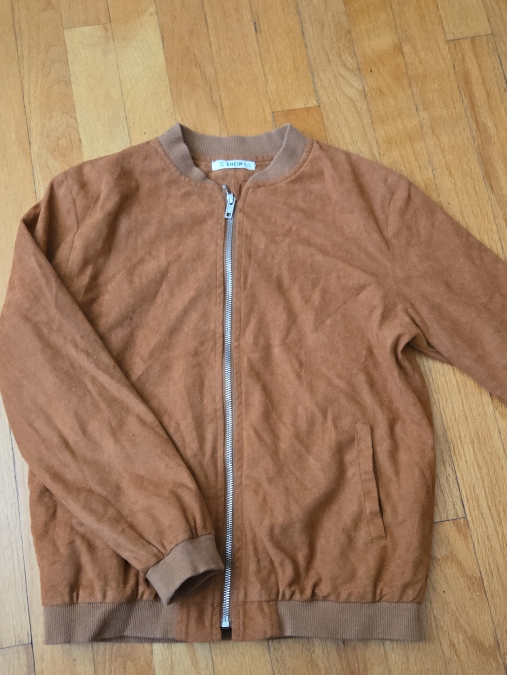 SHEIN Tan Suede-Look Bomber Jacket for Kids